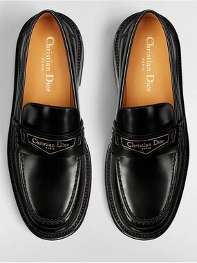 UNISEX  Dior Black Patent Leather Penny Loafers